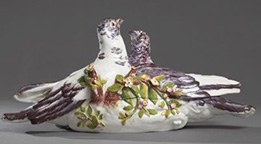 tureen in the from of two pigeons, chelsea c.1752-1756
